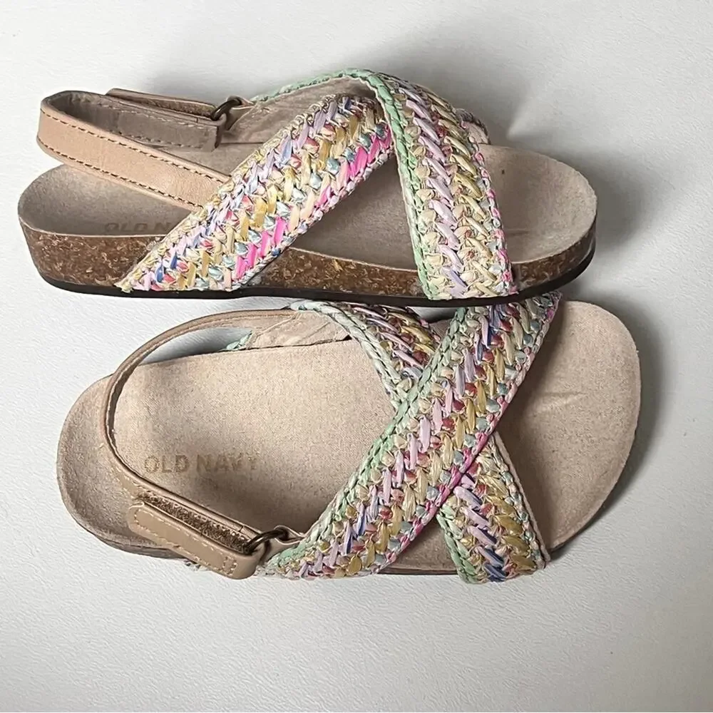 Old Navy  Mixed Material Girls Cross-Strap Sandals  Sz 7